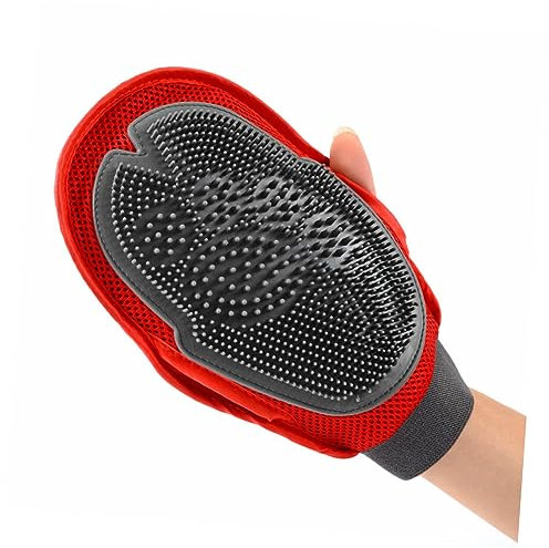 POPETPOP Fellpflegehandschuh Für Hunde Und Katzen Bürstenhandschuh Zur Haarentfernung Massagehandschuh Mit Weitem Gummi Für Haustierpflege Leicht Zu Reinigen Tragen