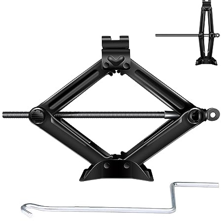 2T Scherenwagenheber Universal Wagenheber zum Anheben von Autos, Reparaturen, Reifenwechsel, Hubbereich 115 bis 390mm, 360 Grad drehbare Ablage, mit Kurbel einfach zu bedienen