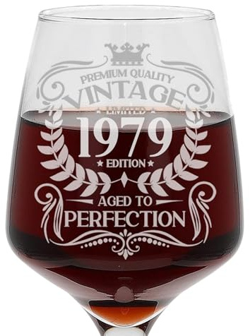 Always Looking Good Grand verre à vin gravé pour 47e anniversaire vintage 1979 Aged to Perfection 400 ml