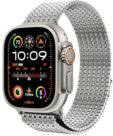 LULULOOK Milanese Armband für Apple Watch Ultra 2/1 Armband 49mm 46mm 45mm 44mm 42mm, Magnetisch 630 Edelstahl Metall Mesh Loop für iWatch Series 10 9 8 7 6 SE 5 4 3 2 1 Herren Damen
