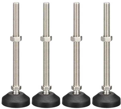 sourcing map Furniture Levelers, 4Pcs M12x150x50mm Nylon Universal Leveling Feet, Adjustable Swivel Table Feet for Furniture Workshop Machines Machinery Equipment