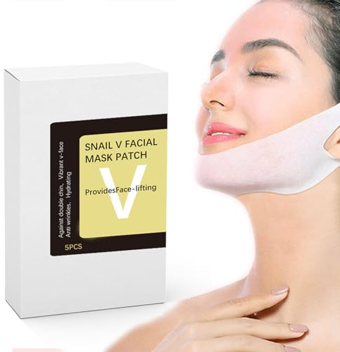 Pemarlis 5 Pezzi Maschera Lifting V Line, Snail Essence in Fogli per il Viso per un Contorno Viso Scolpito e Tonico Idratante Idratante Anti Invecchiamento per la Cura della Pelle Al Collagene mask