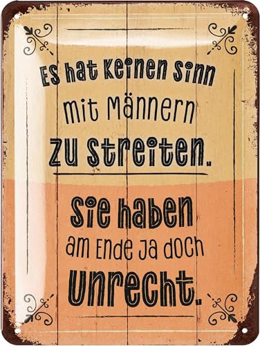 LANOLU Retro Blechschild MIT MÄNNERN STREITEN macht keinen Sinn, vintage Metallschilder mit Sprüchen, Shabby Chic Deko Küche und Garten, lustige Schilder aus Metall 15x20cm