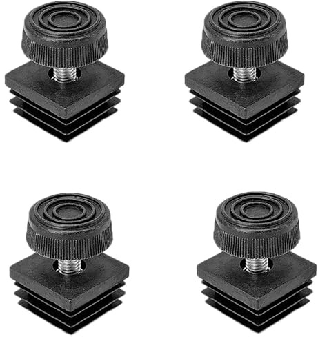 Set di 4 piedini per livellamento mobili con inserti per tubo quadrato da 30 x 30 mm, tappi terminali filettati M8 per gambe di sedie, neri