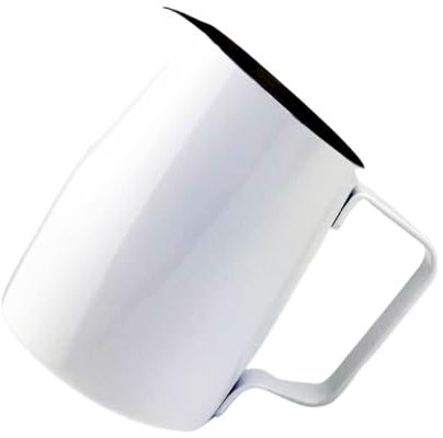 Jarra De Leche Jarra de café de acero inoxidable, jarra for espumar leche, tazas de café expreso, jarra for espuma artesanal Barista, 2 uds. Jarra Leche Barista(White,450ml)