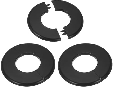 PATIKIL Rohrabdeckung Wand Split Flansch Rohrmanschette 2/51mm, 3 Stück ABS Runde Selbstklebende Rosetten Wasserhahn Armaturen-Abdeckungen für Wasserrohr Wasserhahn Dekoration, Schwarz