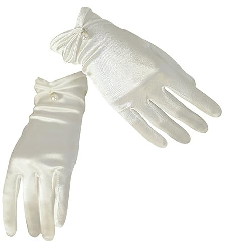 BESPORTBLE Elegante Satinhandschuhe Für Hochzeiten Handschuhe Für Abend Tanzparty Teeparty Fäustlinge Spitzendetails