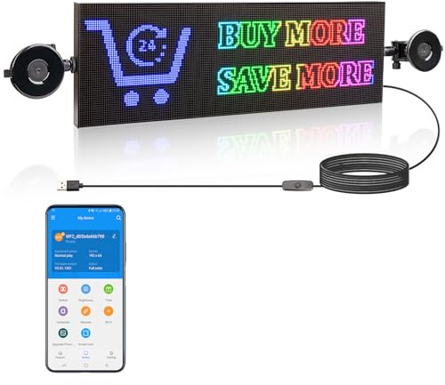 Leadleds Led Laufschrift Programmierbar, 48x16 cm Scrollen Led Anzeigetafel | mit APP-Steuerung RGB LED Zeichen Anzeige Schild für LKW, Werbung, Bar, Restaurant, Store Display Board