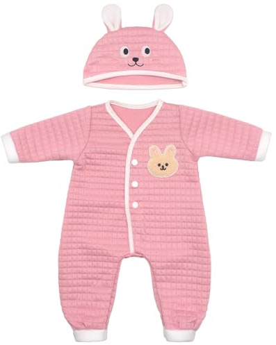 ZWOOS Vêtements de Poupée 50-55 cm, Tenue Lapin Rose Compatible avec New Born Baby de Poupée, Cadeaux pour Filles, Enfants