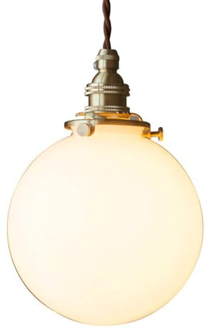 Single-Head Hanging Light with E14 Light Source - Creative Sphel Glass Lampshade, French Retro Style Chaner, Suitable for Bedside, Hotels, Restaurants