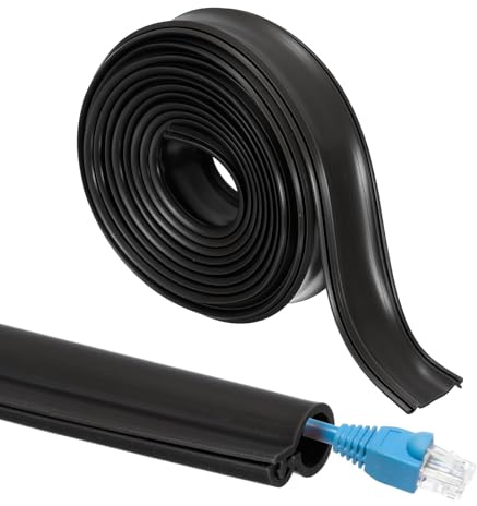 sourcing map 10ft Cable Management Sleeve, 5/16 Inch ID Flexible Cord Wires Hider Cover Insulation Snap-fit Protector for Substation, High-voltage Electrical Networks, Black