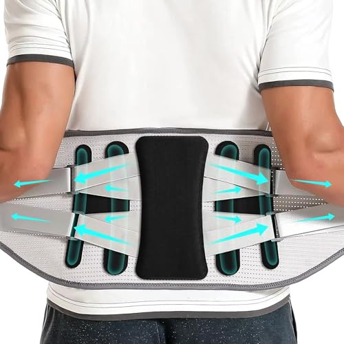 Rückenbandage Mit Bionischer Stützplatte Herren/Damen Verstellbarer Lendenwirbelstützgürtel Taillentrainer Für Arbeit Und Sport Rückenstütze Bei Bandscheibenvorfall(Black,XX-Large)