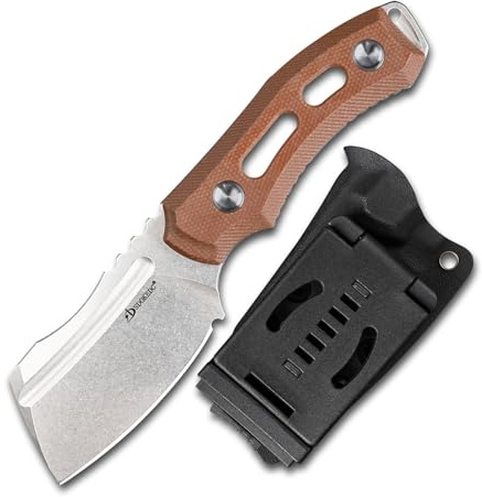 SDOKEDC 14C28N Stahl Outdoor Messer Feststehende Klinge Micarta Griff Jagdmesser Gürtelmesser Klinge 6, 7 cm mit Kydex Scheide für Männer Camping Survival EDC (Weiße Steinwäsche)