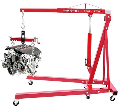 Tagtuell Elevador de motor, grúa de taller de 2T con balancier, grúa plegable para talleres, almacenes, 4 posiciones ajustables