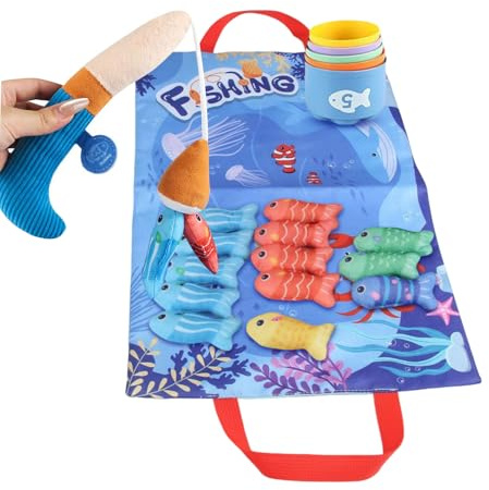 Angelspiel für Kinder - Sortierspiel Stoff Angelspiel Mit Stapelbechern - Interaktives Lernspielzeug Mit Stapelbechern Sinneswahrnehmung Für Vorschulkinder Wasser Kinder Badewanne Partyschwimmbecken -