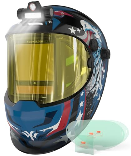 YESWELDER Intelligent Auto-Shade Auto Darkening Welding Helmet with LED, 180° Large View, Digital Filter, 1/1/1/1 True Color Solar Powered, Shade 3/5-9/9-15 Welder Mask for MIG/TIG/Stick/Cut/Grind