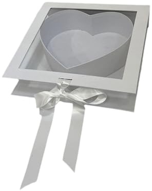 SiaBiced Scatola Portafiori a Forma di Cuore per, Confezione in Cartone con Finestra, Scatola Decorativa per Riporre Dolcetti, Caramelle E Fiori, Bianco