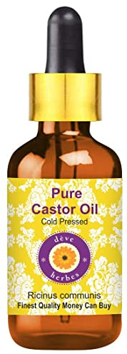 dève herbes Castor Oil (Ricinus communis) with Glass Dropper | Cold Pressed | Pure | Pure | Natural | For Diluting Essential oils | For Hair, Skin & Massage | Viscous | Unisex | 50ml (1.69 oz)