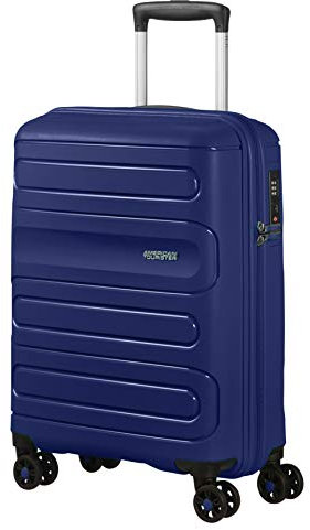 American Tourister Sunside Poussette L extensible Valise, Bleu (Dark Navy), Spinner S (55 cm - 35 L), Spinner S (55 cm - 35 L)