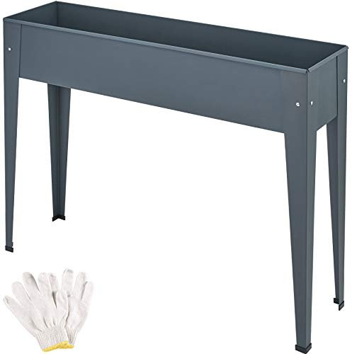 tectake® Hochbeet Metall, Blumenkasten Balkon und Garten, als Frühbeet, zur Anzucht, als Mini Gewächshaus, als Kräuterbeet, Gemüsebeet, Blumenbank mit Ablauföffnung, Blumentopf mit Füßen - anthrazit