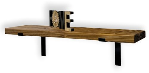 MKGT Rustic Shelf | Handcrafted Industrial Scaffold Shelves, Solid Wood Ideal for Kitchen, Room Wall Mounted (Tudor Oak, 50cm (0.5m) ~ 19.6inch)