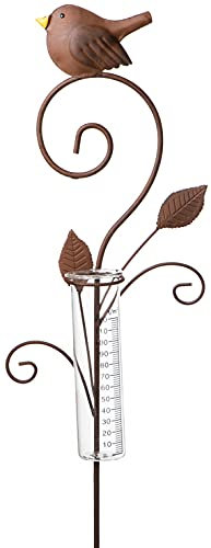 Novaliv Wetterstation Niederschlagsmesser Vogel Rost Wetterfest Garten Dekoration I Wassermengenmesser