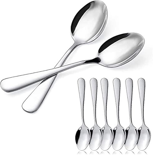 BESCH 6 Dessertlöffel aus Edelstahl, 15 x 3,2 cm (Dessertlöffel)