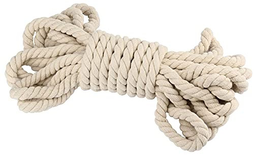 ZNKZJ Makramee Cord Baumwollseil 328 Fuß,Makramee-Seil 3 Strang Twisted Soft Natural Cotton Cord,Makramee-Schnur für Kunsthandwerk,Wandbehang, Pflanzenbügel, Dekorationsprojekte,Beige-15mm