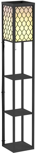 HOMCOM Lampadaire Étagère Lampe Étagère 26L x 26l x 160H cm MDF Noir | 4 Niveaux, Motif Nid d'Abeille