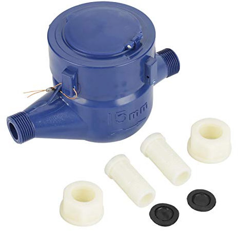 Wasserzähler DN15 Gartenhaus Kunststoff Kaltwasserzähler Einfacher Wasserdurchfluss Nasstisch Messwerkzeug 360° frei einstellbarer Zähler