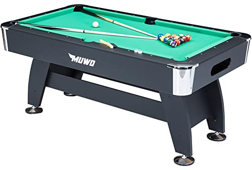 MUWO Winner Pro Billardtisch inkl. einem Satz Kugeln, mit Aufbaudreieck, 2 Queues, mit Kreide und Einer Bürste. Tisch im Original-Stil. Maße (LxBxH): 183 cm x 102 cm x 81 cm, Gewicht 80 kg, 2 Farben