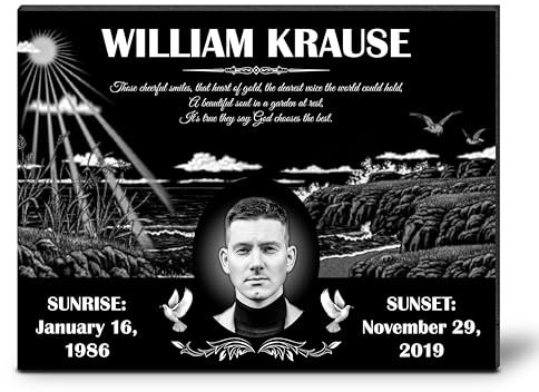 ADFSTONE Targhe Commemorative Personalizzate per tombe - Pietre Commemorative in Granito con Immagini Pietra commemorativa per Lost Loved One, marcatori di tombe per la Decorazione del cimitero