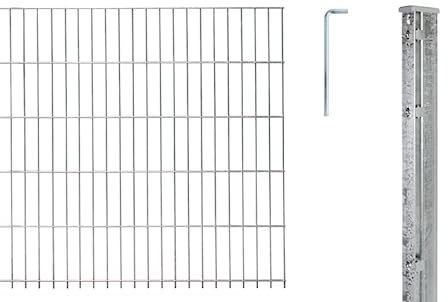 Alberts 674311 Doppelstabmattenzaun als 16 tlg. Zaun-Komplettset | verschiedene Längen und Höhen | feuerverzinkt | Höhe 163 cm | Länge 17,5 m