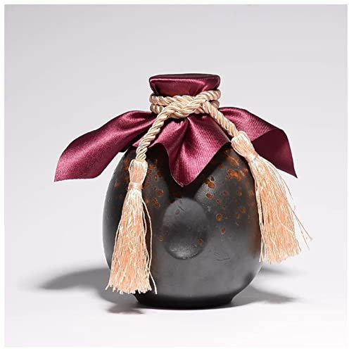 PiurUf Hip Flask 500ml Sake Distribution Wine Pot Liquor Warmer Household Ceramic Bottle Barware Flagon Small Stoup Single Pot With Cork Hip Flasks For Women (Size : Ink dots)