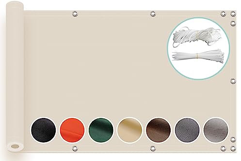 ZQXFZ BalkongeläNder Sichtschutz 260x500cm Balkon Dekoration Oxford-Stoff SchattenküHlung, Staubdicht Balkonverkleidung Blickdichte Wasserdicht Sonnensegel -Beige.