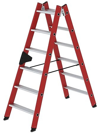 PROREGAL Stufen-Stehleiter | beidseitig begehbar | GFK/Alu 2x6 Stufen | Leiter, Teleskopleiter, Trittleiter, Bockleiter, Sprossen-Doppelleiter