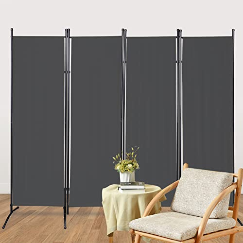 Joparri Paravent Trennwand 4 Teilig 200x170cm, Raumteiler Klappbar Freistehend Sichtschutz, Raumtrenner Innen, Faltbildschirm für Büros (Dunkelgrau) | Klappbarer Sichtschutz und Raumtrenner innen, freistehend als flexible Trennwand für Büro und Wohnbereich.