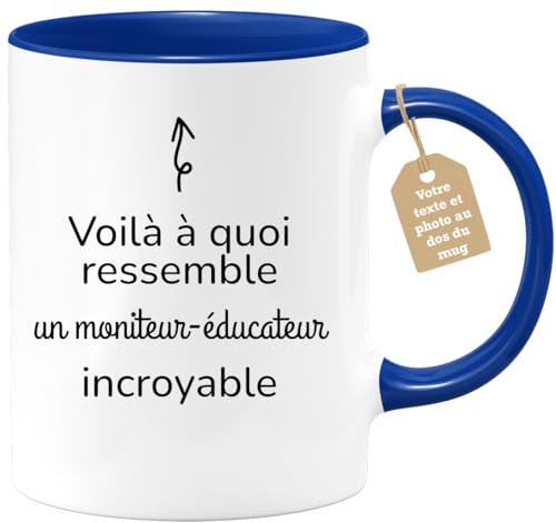 quotedazur Café-Croissant - Mug Personnalisé Tasse Cadeau Homme Noël Voilà À Quoi Ressemble Un Moniteur-Éducateur Incroyable - Bleu/Céramique