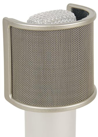 Geekria for Creators Mic Metal Pop Filter, Cubierta Parabrisas con Malla Metálica y Filtro de Espuma, Máscara Antipop Compatible con Audio-Technica AT2020, FIFINE K669B, Rode NT-USB(Tamaño S/Níquel)