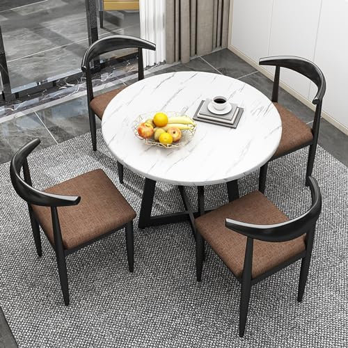 BYJSJY Esstisch-Set Tisch Und Stühle,Familien- Oder Geschäftsempfang,Rund Esstisch Mit 4 Stühlen,Konferenztisch,Besprechungstisch,Tischdurchmesser 80 cm Kleine Runde Tische,Platzsparende (Size : A4)