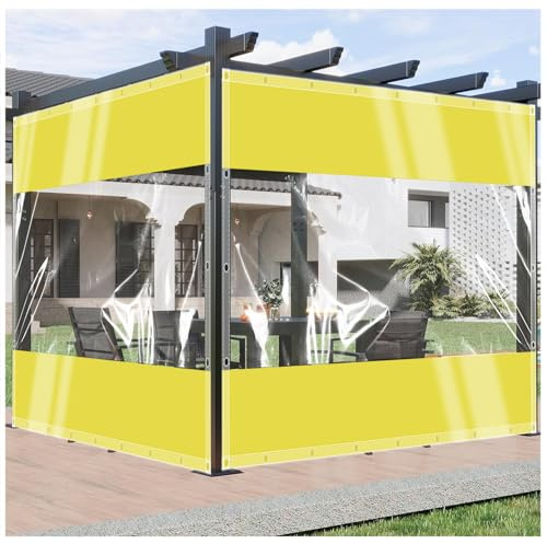 Telo Trasparente Impermeabile Esterno con Occhiellato 2x3.8m,0.5mm Personalizzabile Telone Trasparente PVC per Serra Giardino Balcone Patio Auto,Resistente alle intemperie neve