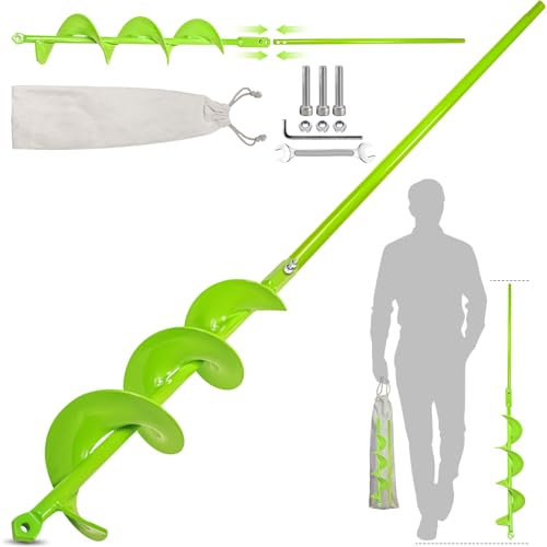 Detachable 34 x 3 Garden Auger Drill Bit,Extended Length Auger Spiral Drill Bit for Bulb & Bedding Plant & No Need to Squat Down, Planting Auger Bit for 3/8Hex Drive Drill