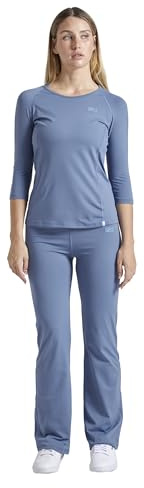 Sportkind Mädchen & Damen Tennis, Running, Sport 3/4 Langarmshirt mit Rundhalsausschnitt, UV-Schutz UPF 50+, atmungsaktiv, grau blau, Gr. 164
