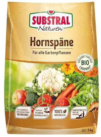 Substral Naturen Bio Hornspäne, 5kg - Organischer Dünger für Gärten und Balkone, Nährstoffreich & Chloridarm