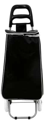 Panana Lightweight Shopping Trolley Luggage Bag 2 Wheels Hard Wearing Foldaway Shopping Cart Grocery Bag (BK)