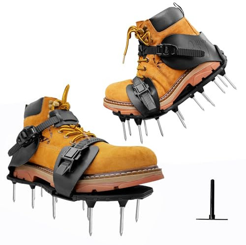 MERUYOO Rasenbelüfter mit Nagelschuhen für Aerifizierung und Vertikutierung