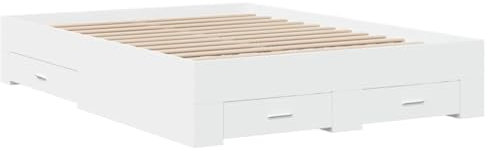 vidaXL Cama con Cajones, Somier Doble de Invitados, Estructura de Cama, Mueble para Dormitorio, Madera de Ingeniería Blanco 120x200 cm