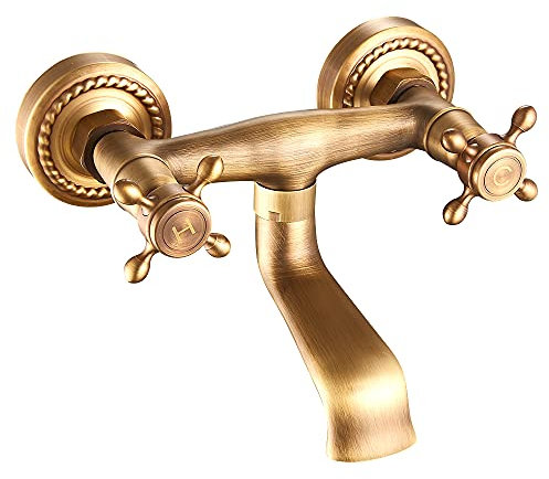 Wasserhahn Bad Antik,Wasserhahn Retro Massive Messing Bronze Waschbecken Doppelgriff Steuerung Antique Wasserhahn Küche Badezimmer Waschtisch Mischbatterie Antike Badezimmer Armaturen