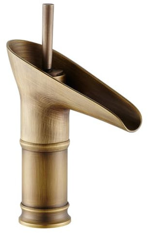 Wasserhahn Bad Wasserfall Waschtischarmatur Retro Antik Stil Messing Einhebel Mischbatterie Waschbecken Armatur, Badarmatur Waschtischbatterie Badezimmer, Bronze