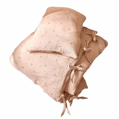 LOBERON Vianne Biancheria da letto per neonati - Morbida mussola - Leggera, ariosa e traspirante, rosa/oro